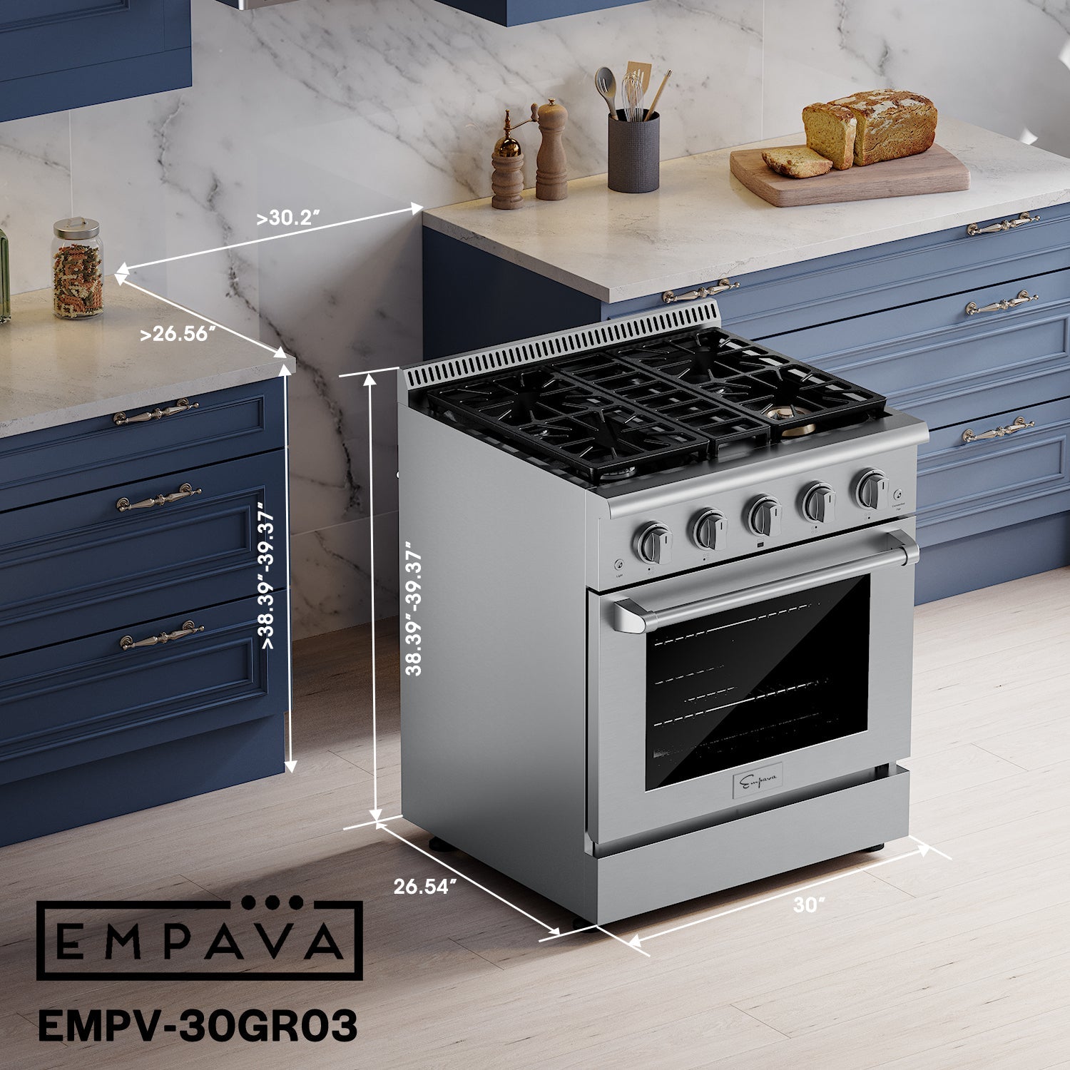 Empava 30 Inch Freestanding Range Gas Cooktop And Oven